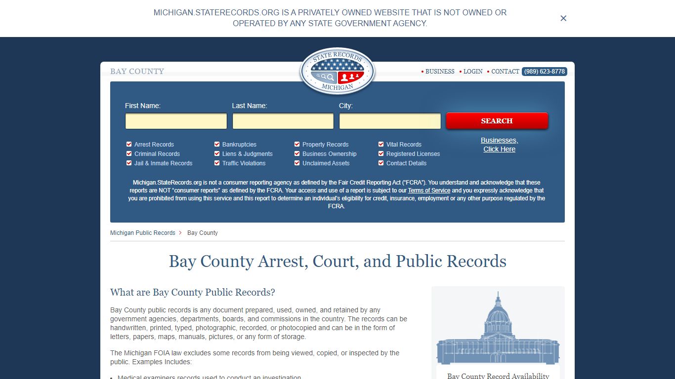 Bay County Arrest, Court, and Public Records
